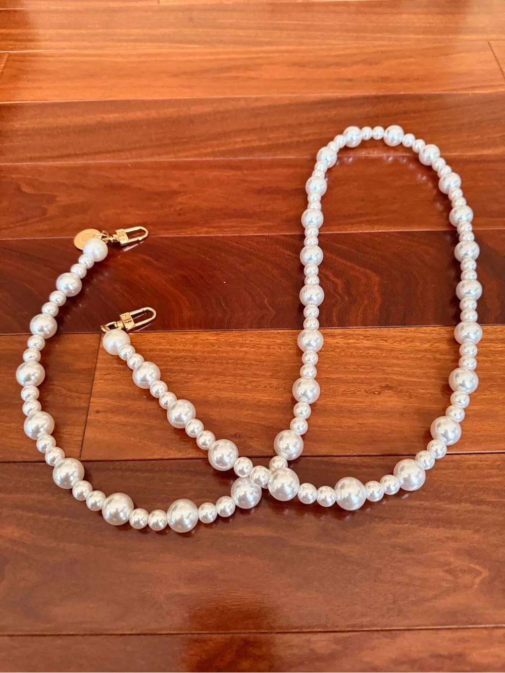 Gold-Hardware White Pearl Beaded Phone Chain - Women Accessories